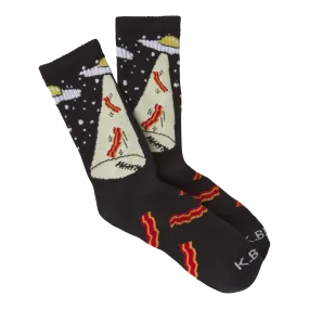 K.Bell Men's Bacon Abduction Crew Socks