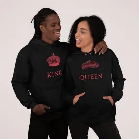 King And Queen Red Couple Hoodies