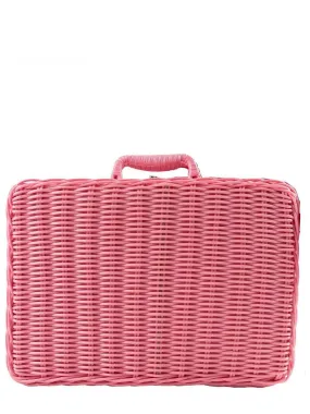 Large Vintage Style Basket Woven Bag - Pink