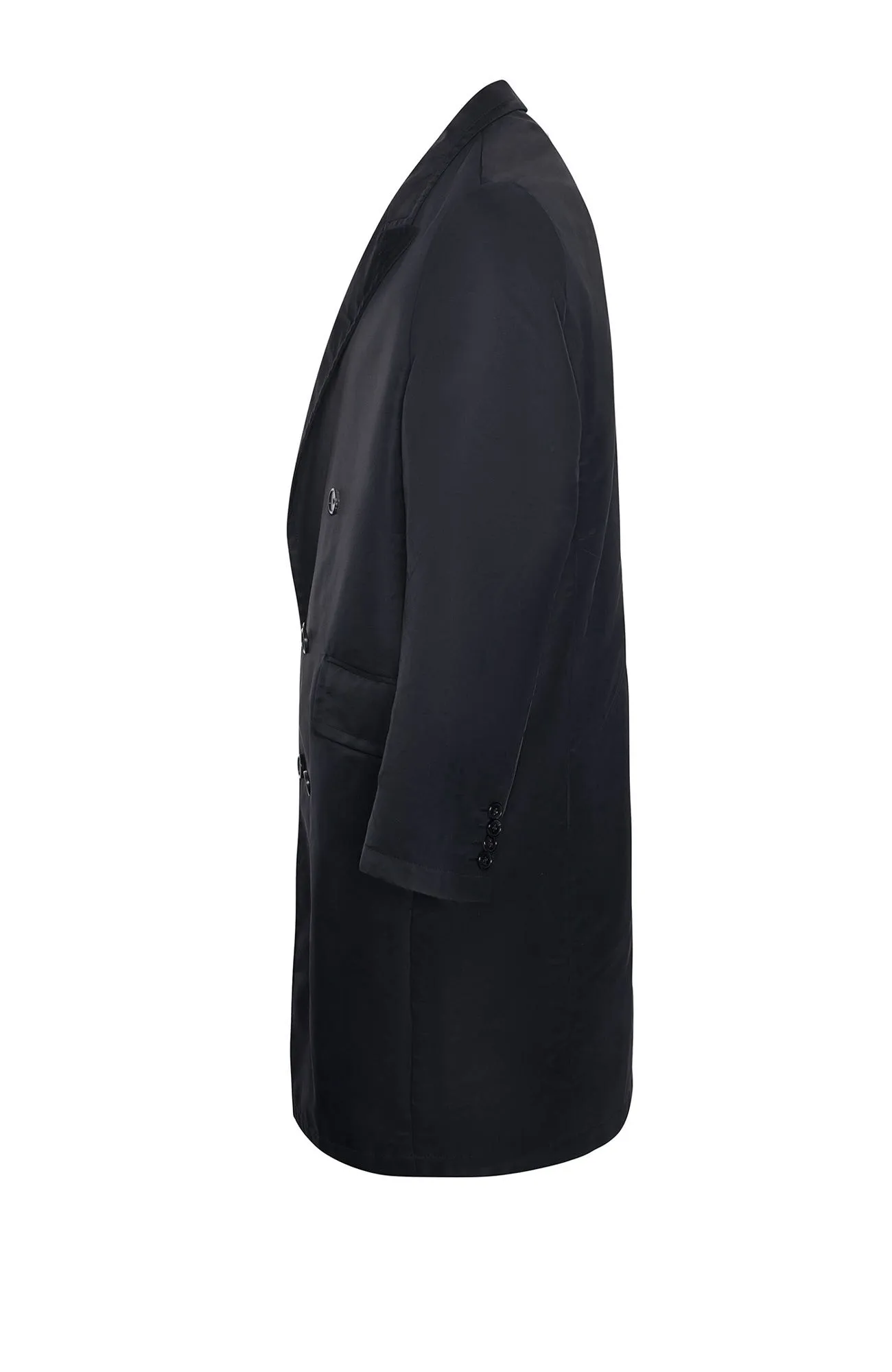 LEO BLACK DOUBLE BREAST RAINCOAT