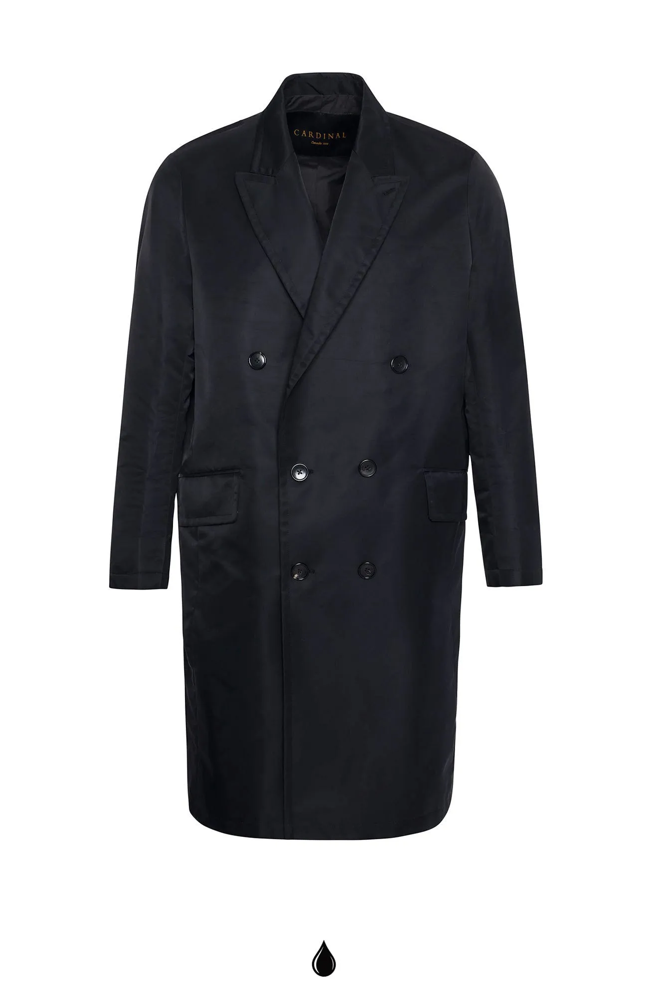 LEO BLACK DOUBLE BREAST RAINCOAT