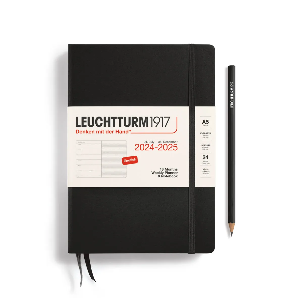 Leuchtturm1917 Weekly Planner & Notebook Medium (A5) 2024-25, 18 months