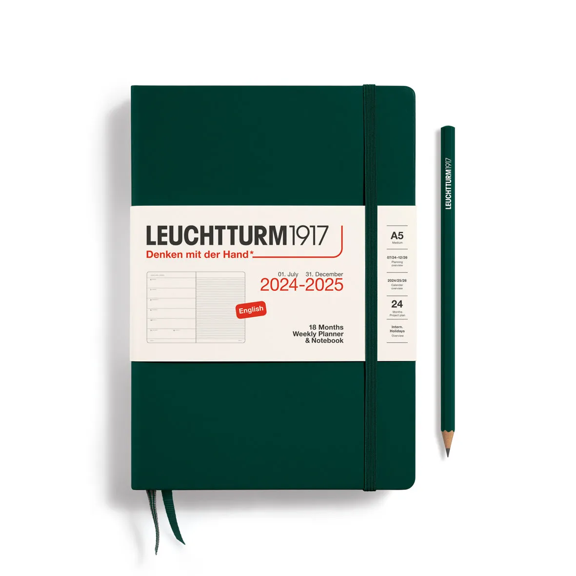 Leuchtturm1917 Weekly Planner & Notebook Medium (A5) 2024-25, 18 months