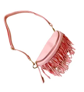 Light Pink Suede removeable Fringe Fanny Pack - Bum Bag