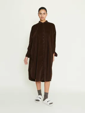 Long Shirt Dress V in Coffee