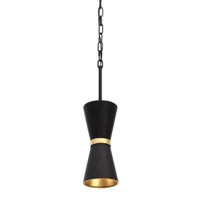 Mad Hatter 390M01MBFG 1-Light Mini Pendant - Matte Black/French Gold