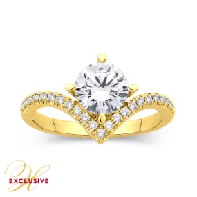 MODERN YELLOW GOLD DIAMOND ENGAGEMENT RING, .20 CT TW