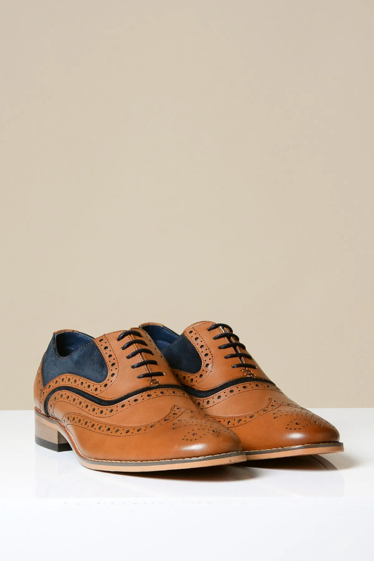 MURRAY - Contrast Tan Leather Suede Brogue Shoe