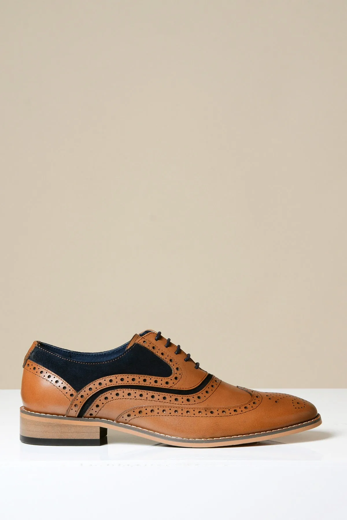 MURRAY - Contrast Tan Leather Suede Brogue Shoe