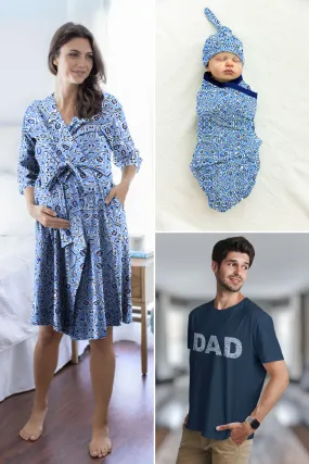 Natalia Pregnancy Robe & Swaddle & Dad T-Shirt Set