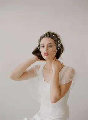 Pearl adorned bandeau birdcage veil - Style # 430