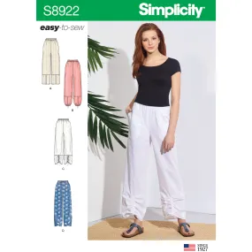 Simplicity Sewing Pattern S8922 Misses' Pull-On Pants