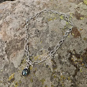 Sterling Silver Paperclip Necklace w Labradorite Pendant