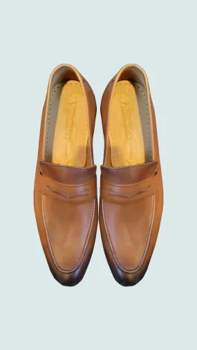 Vercini Men's Classic Leather Loafers in Brown