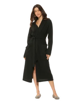 Women's Pure Cashmere Knit Robe, Black Color